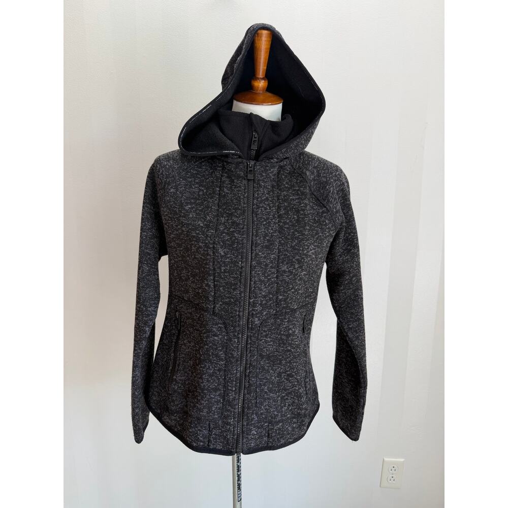 CALVIN KLEIN Performance Heather Charcoal Gray Full Zip Hooded Jacket Sz L